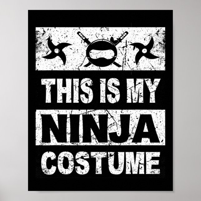 Poster Retro Ninja Costume Halloween Para Meninos (Frente)