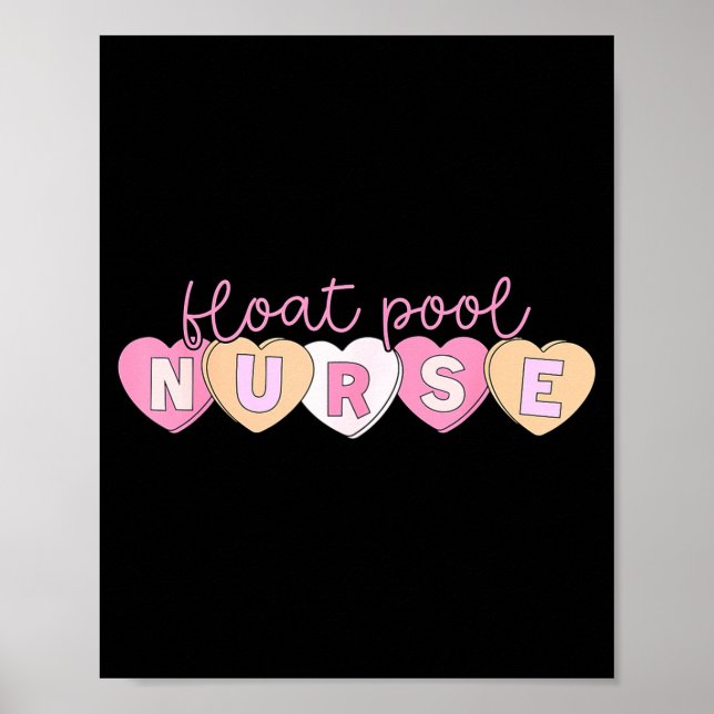 Poster Retro Nurse Float Ol Valentines Heart Icu Med Surg (Frente)