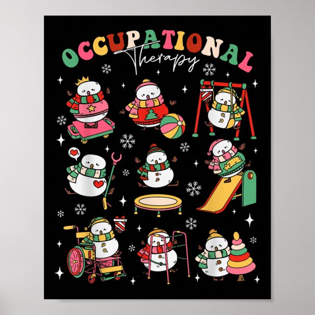 Poster Retro Occupational Therapy Christmas Snowman Ot Ot (Frente)