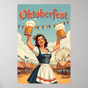 Poster Retro Oktoberfest Art - Cerveja e Celebração
