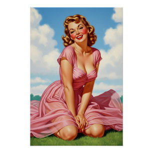 Pôster Retro Old Hollywood Glamor Blonde Woman Pin-up Ar
