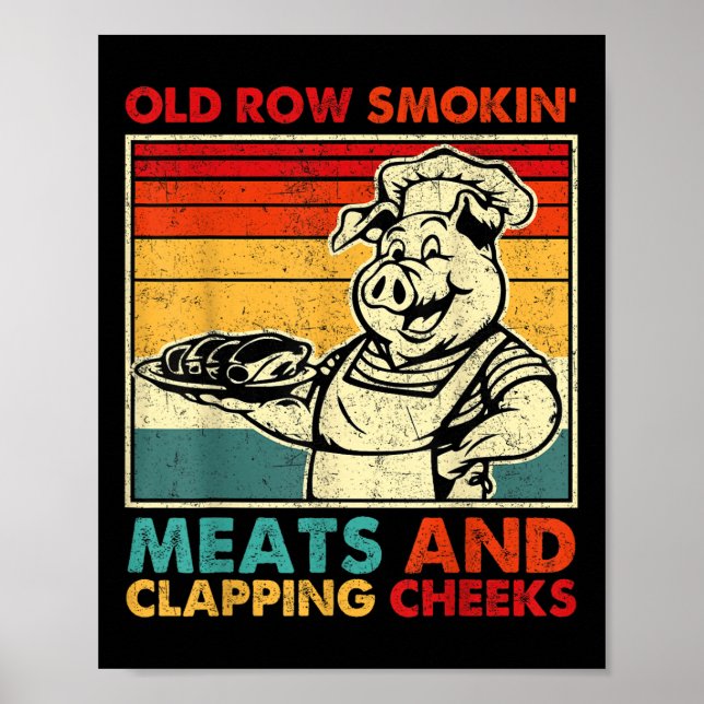 Poster Retro Old Row Smoking Meats And Clapping Cheeks Fu (Frente)