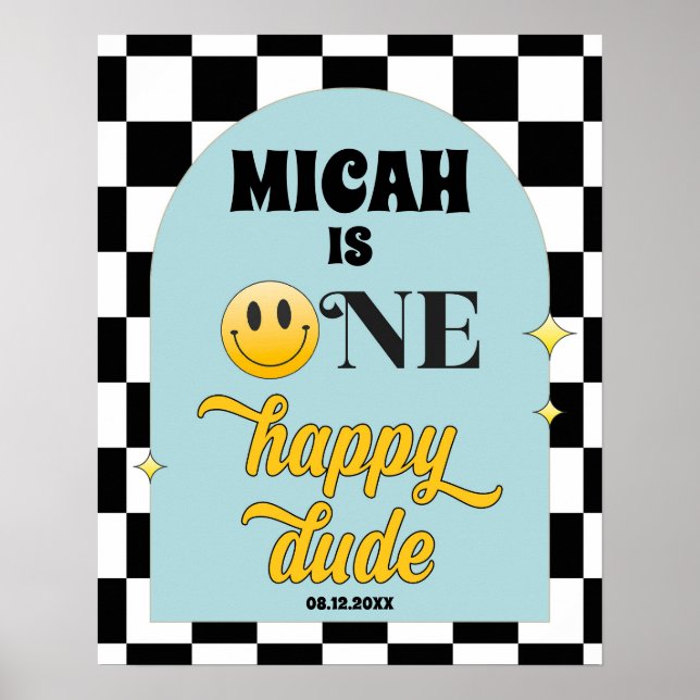 Poster Retro One Happy Dud Birthday - Sinal de Boas-vinda (Frente)