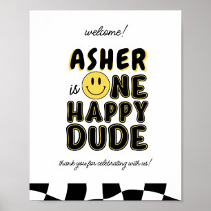 Poster Retro One Happy Duo Primeiro Sinal de Boas-vindas