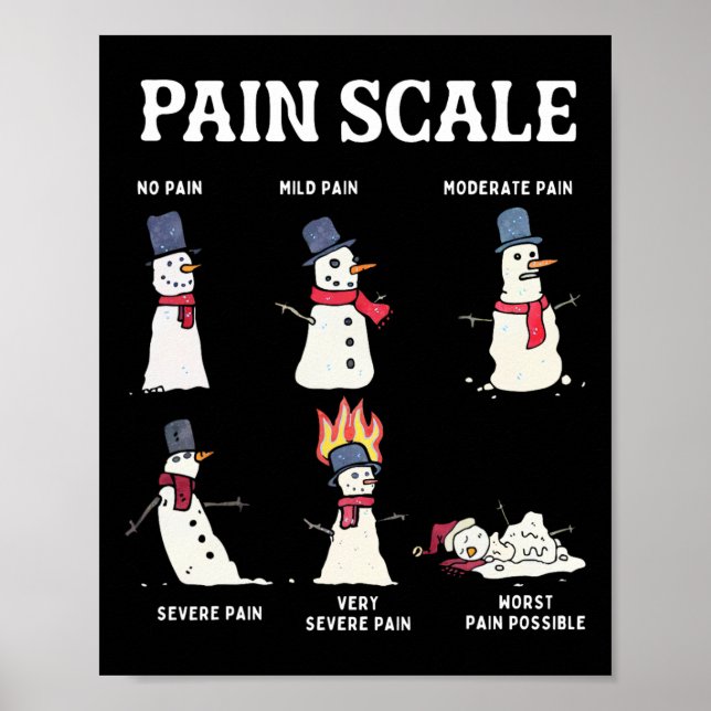 Poster Retro Pain Scale Snowman Trauma Nurse Christmas Nu (Frente)