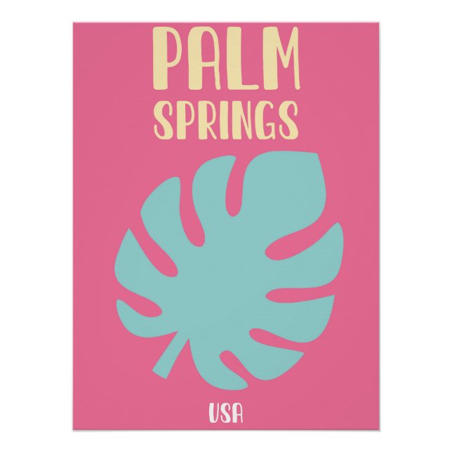 Pôster Retro Palm Springs Aesthetic Travel Art Print (Frente)