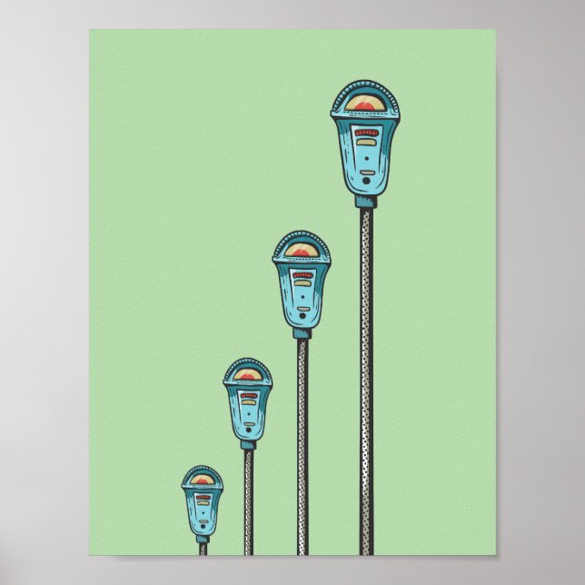 Poster Retro parking meter (Frente)
