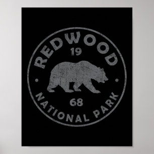 Poster Retro Parque Nacional Redwood Mulheres Homens Cria