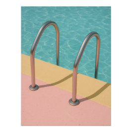 Pôster Retro Pastel Poolside Escape Metal Poster