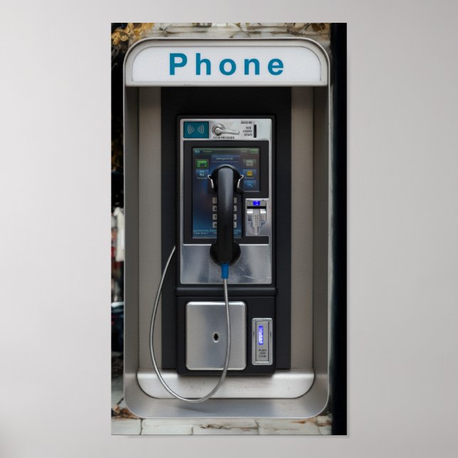 Poster Retro Payphone Design, Vintage Telephone Booth Art (Frente)