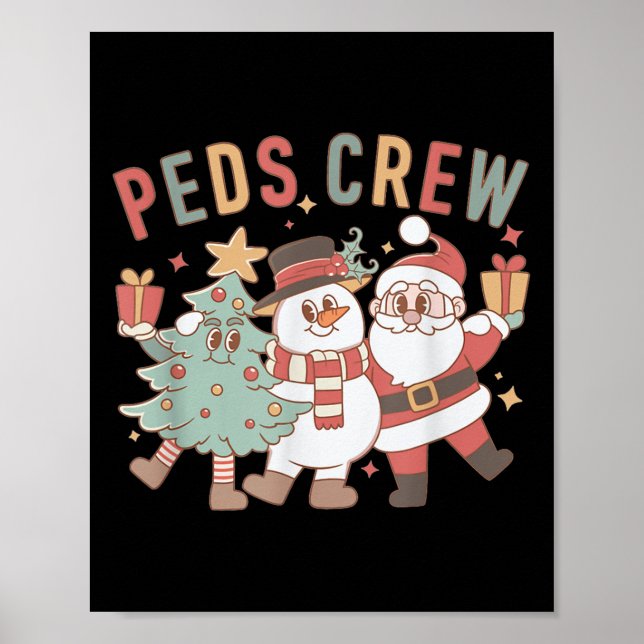 Poster Retro Peds Crew Christmas Pediatric Nurse Nursing  (Frente)