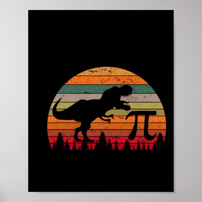 Poster Retro Pi Day 3.14 Dinosaur Funny Pi Day Math Toddl (Frente)