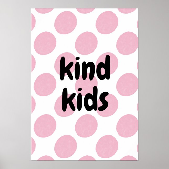 Poster Retro Pink Polka Dot Pattern Modern Nursery Print (Frente)