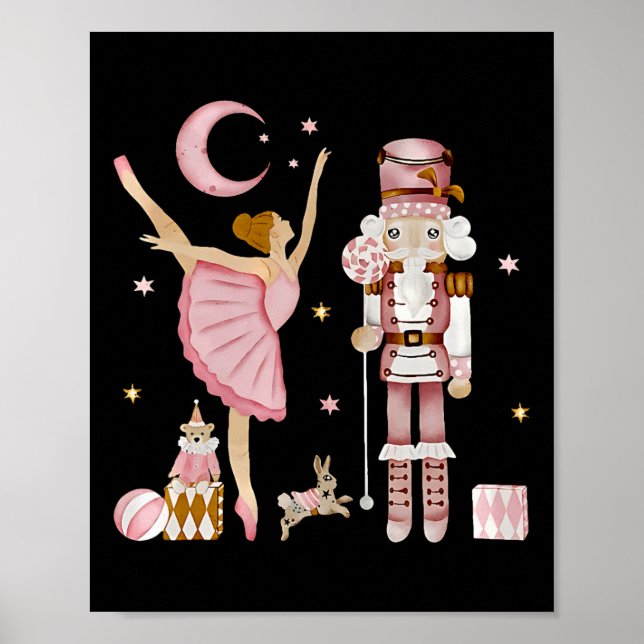 Poster Retro Pink Sugar Plum Fairy Nutcracker Christmas C (Frente)