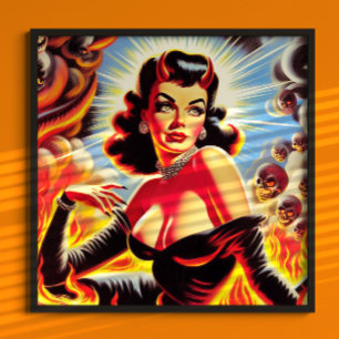 Poster Retro Pinup Diabólico