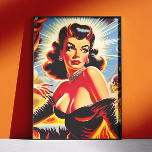 Pôster Retro Pinup Diabólico