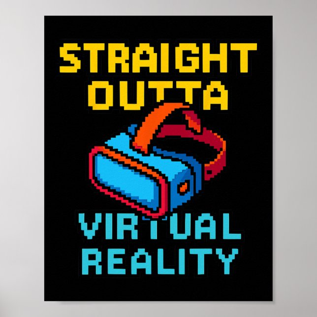 Poster Retro Pixel Art Virtual Reality Graphic For A Vr G (Frente)