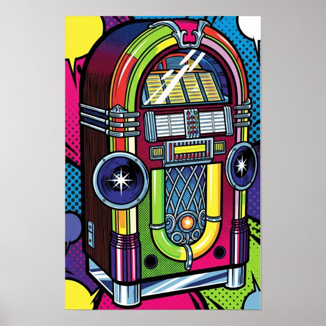 Poster Retro Pop Art Jukebox (Frente)