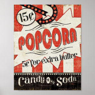 Pôster Retro Popcorn