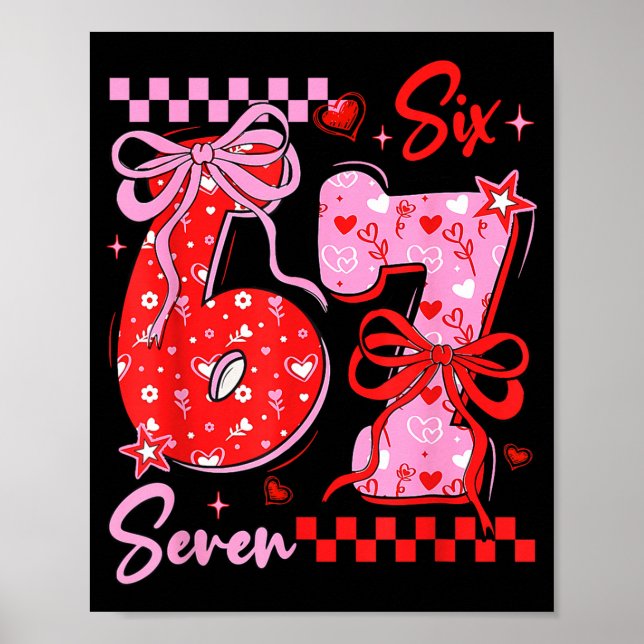 Poster Retro Preppy Coquette Bow 6 7 Six Seven Love Valen (Frente)
