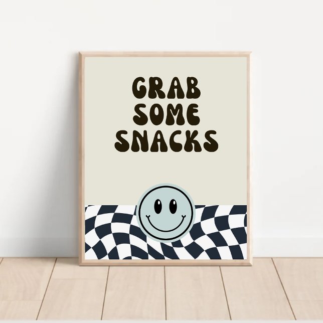Poster Retro preto e branco agarrar alguns Snacks sinal d (Criador carregado)