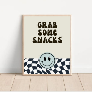 Poster Retro preto e branco agarrar alguns Snacks sinal d