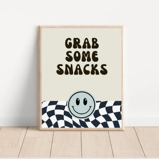 Poster Retro preto e branco agarrar alguns Snacks sinal d