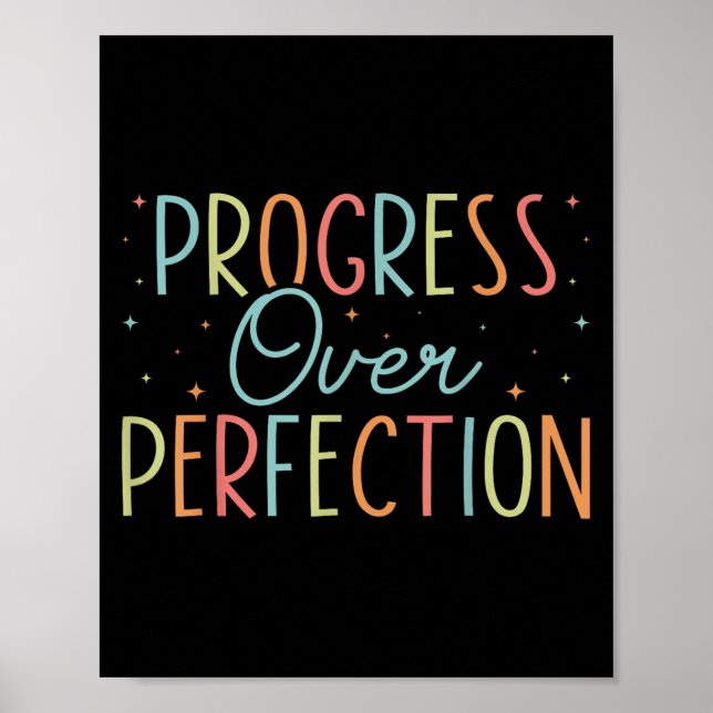 Poster Retro Progress Over Perfection Motivational Quote  (Frente)