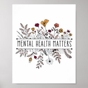 Poster Retro Proteção da Saúde Mental das Flores Selvagen