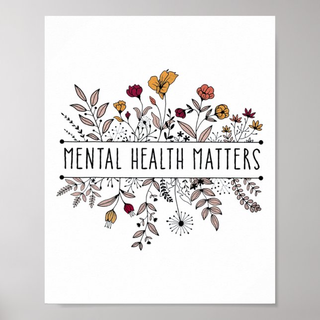Poster Retro Proteção da Saúde Mental das Flores Selvagen (Frente)
