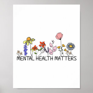 Poster Retro Proteção da Saúde Mental das Flores Selvagen
