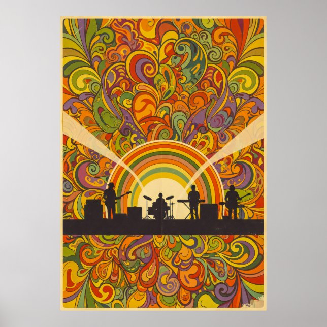 Poster Retro Psychedelic Music Festival Wall Art - 70s In (Frente)