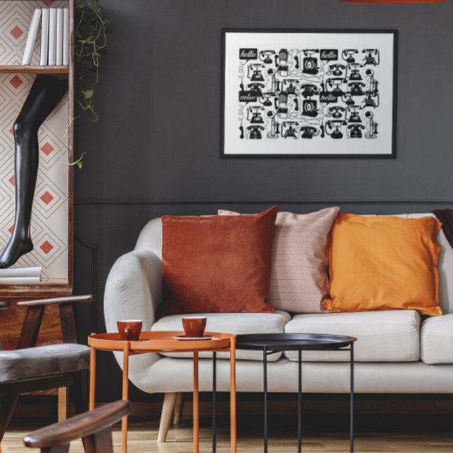 Pôster Retro qualquer padrão de telefone colorido (Criador carregado)