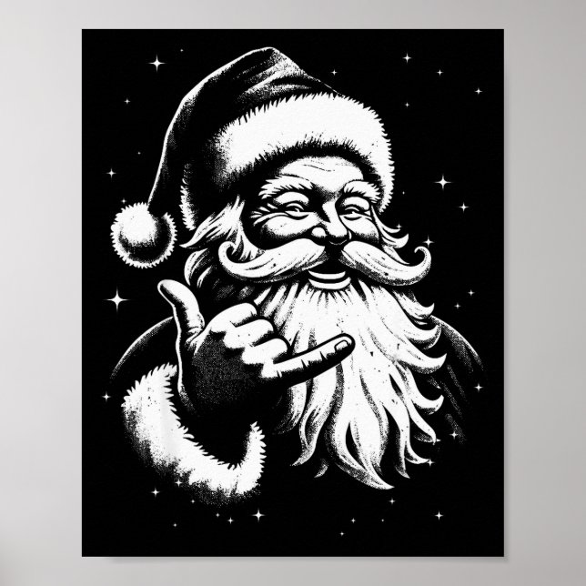 Poster Retro Rad Christmas Mele Kalikimaka Santa Shaka Ha (Frente)