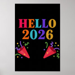 Poster Retro Rainbow 2026 Party Poppers Celebrate Fun