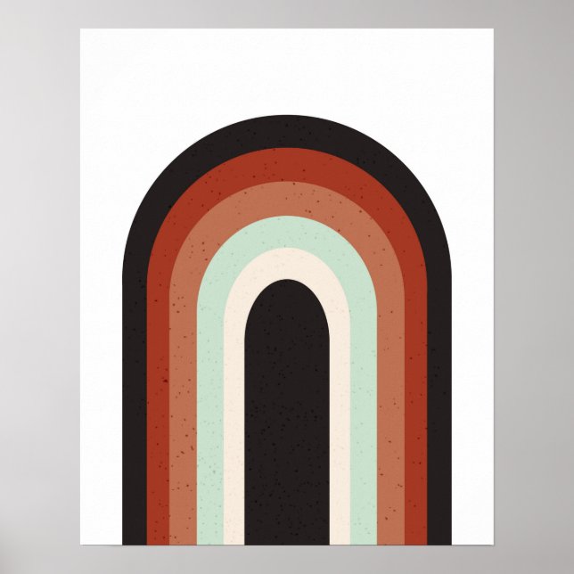 Poster Retro Rainbow em Terracotta Mint & Beige Art Impre (Frente)