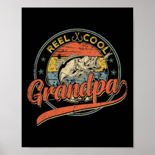 Poster Retro Reel Avô Legal Pescando Dia dos Pais