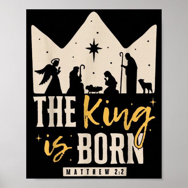 Poster Retro Religious Christmas The King Is Born Christi (Frente)