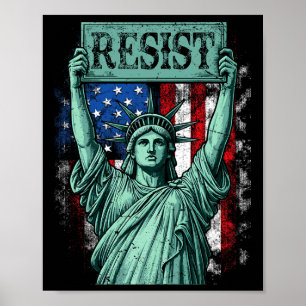 Poster Retro Resist Não Meu Presidente Anti-trump