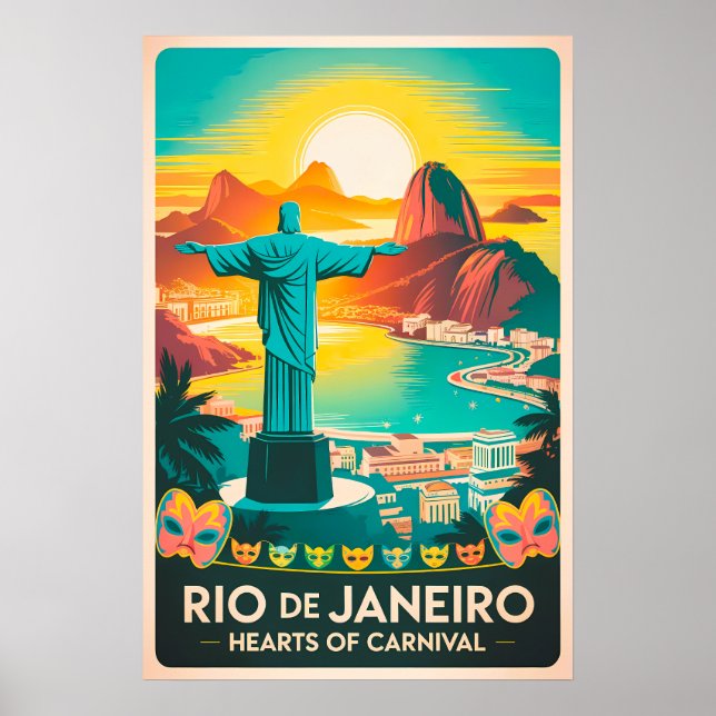 Poster Retro Rio - Cristo do Redentor (Frente)
