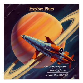 Pôster Retro Rocket Launch Poster - Vintage Space Age 