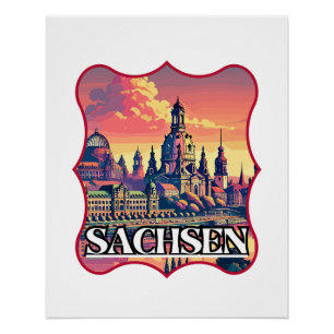 Pôster Retro Sachsen Skyline