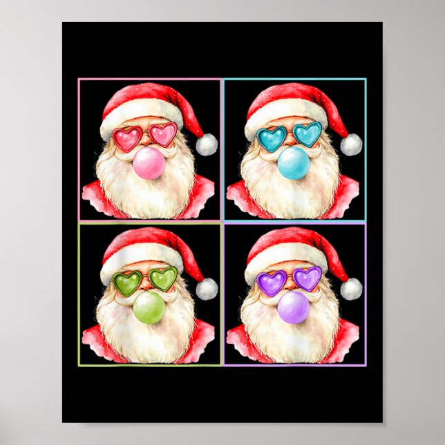 Poster Retro Santa Blowing Bubble Gum P Art Sungles Chris (Frente)