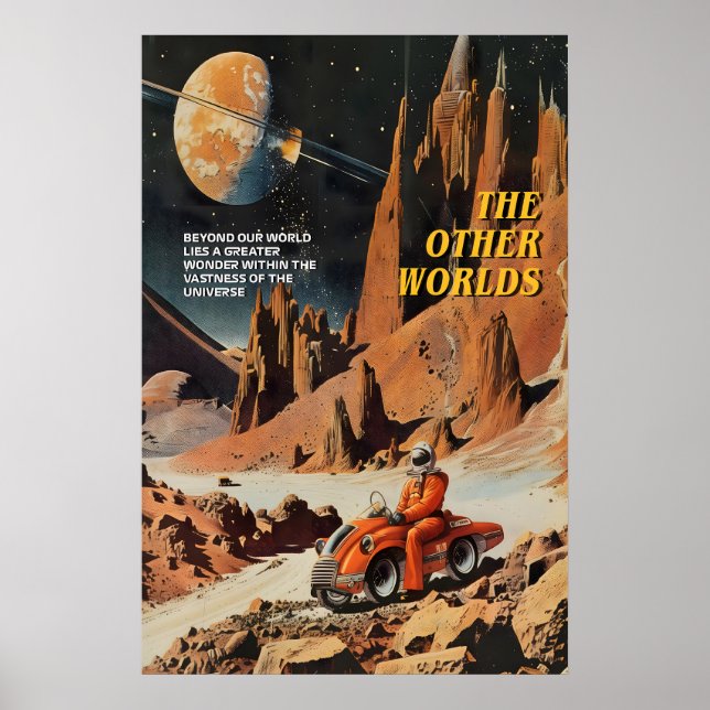 Poster Retro Sci-Fi Art Print Galactic Scooter Ride (Frente)