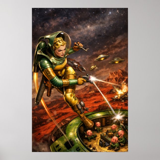 Poster Retro Sci-Fi Fantasy Space Woman Art (Frente)