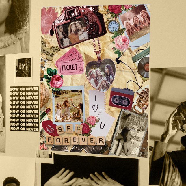Poster Retro Scrapbook Best Friends Forever Photo Collage (Criador carregado)
