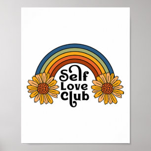 Poster Retro Self Love Club Sunflower Rainbow Mental Heat