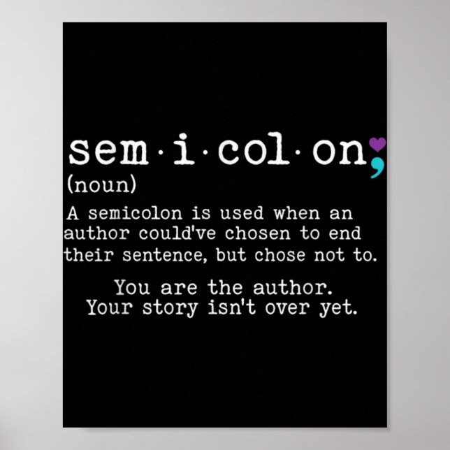 Poster Retro Semicolon Definition Suicide Prevention Awar (Frente)