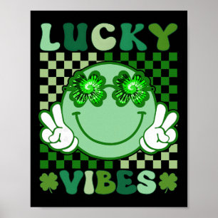 Poster Retro Shamrock Irlandês Dia de São Patrício Rosto