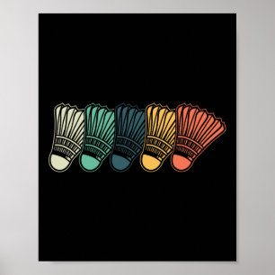Poster Retro Shuttle Vintage Jogador de Badminton Esporte